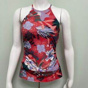 Hapari High Neck Medium Red Modest Tankini Top